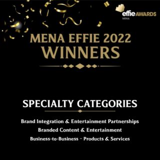 Congratulations to our MENA Effie Victors! 

Check out the full list on our website!

Featuring: 

*Category: *Brand Integration & Entertainment Partnerships*

1. The warm winter livestream - UAE Government Media Office

2. "Dubai Presents" - Dubai Tourism
Publicis Groupe - Starcom Middle East/Mother London

3. Don't overthink. It's free - Orange
Publicis Groupe - Leo Burnett Middle East

*Category: Branded Content & Entertainment*

1. Drive2Extremes- Porsche
Keko Dubai/PHD Media Mena

2. James Jefferson: How a fraudster, created by a bank, reduced fraud - Emirates NBD
Publicis Groupe - Leo Burnett Middle East

3. Girls got game - Nivea
Publicis Groupe - Saatchi & Saatchi Middle East/OMD Worldwide - UAE

*Category: Business-to-Business – Products & Services*

1. Portraits of glory - Castrol
VMLY&R COMMERCE - UAE	

2. From imagination To reality - Omantel
Publicis Groupe - Leo Burnett Middle East/Publicis Groupe - Zenith Middle East

#MENAEffie2022
#MarketingEffectiveness #Marketers #Creatives #Advertising #Awards #MENAEffie #AwardingIdeasThatWork #Awards