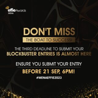 Less than a week to go before we hit the third entry deadline! ⚠️

Have you submitted your winning entry yet? Don't miss this golden opportunity to showcase your marketing masterpiece and win the Effie trophy! 

The spotlight awaits! 🌟✨

Head now to menaeffies.com/how-to-enter/ & submit your effort before 21 September 2023.

#MarketingEffectiveness #Marketers #Creatives #Advertising #Awards #MENAEffie #AwardingIdeasThatWork #Awards #MENAEffie2023