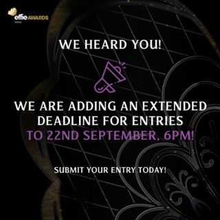 WE HEARD YOU! 

Due to high demand from our entrants, we have added an extended deadline - 22nd September ‘22

SUBMIT YOUR ENTRY TODAY!

Click the link in bio to access entry guidelines, forms and more.

#MarketingEffectiveness #Marketers #Creatives #Advertising #Awards #MENAEffie #AwardingIdeasThatWork #Awards #Ideas #MENAEffie2022