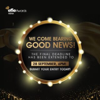 We've heard your wishes! The final deadline has been officially extended to 28 September, 6pm**

Don't miss the chance to make history at the MENA Effie Awards in Dubai on November 22nd. With a prestigious audience of 1000+ industry professionals, this is your gateway to marketing stardom! 🏆🌟

So, polish your submissions, gather your best work, and let's make history together at this year's MENA Effie Awards!

Ready to become the champion of marketing effectiveness? Submit your entry today! 

**The entry fee varies for the final deadline, ensure you check the link in bio for more details. 

#MarketingEffectiveness #Marketers #Creatives #Advertising #Awards #MENAEffie #AwardingIdeasThatWork #Awards #MENA #MENAEffieAwards2023 #OscarsOfMarketing