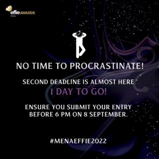 READY TO SUBMIT YOUR ENTRY?

The time has come - Ensure to complete your submission before we hit the second deadline tomorrow (at 6pm)!

Goodluck to our entrants!

Click the link in bio to access entry guidelines, forms and more.

#MarketingEffectiveness #Marketers #Creatives #Advertising #Awards #MENAEffie #AwardingIdeasThatWork #Awards #Ideas #MENAEffie2022