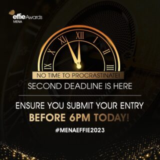 The clock is ticking, and your chance to join marketing legends at the MENA Effie Awards is slipping away!

Hurry, the second deadline for entry submissions is just a few hours away! ⌛️🏆

Don't miss this golden opportunity to showcase your marketing masterpiece. Submit now or regret later! 

The spotlight awaits! 🌟✨

#MarketingEffectiveness #Marketers #Creatives #Advertising #Awards #MENAEffie #AwardingIdeasThatWork #Awards #MENA #MENAEffieAwards2023 #OscarsOfMarketing